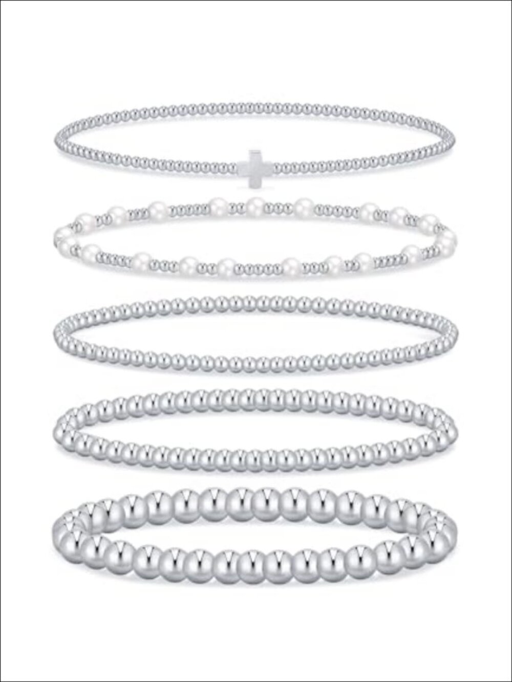 14K Real Gold Plated Beaded Bracelets for Women Dainty Pearl